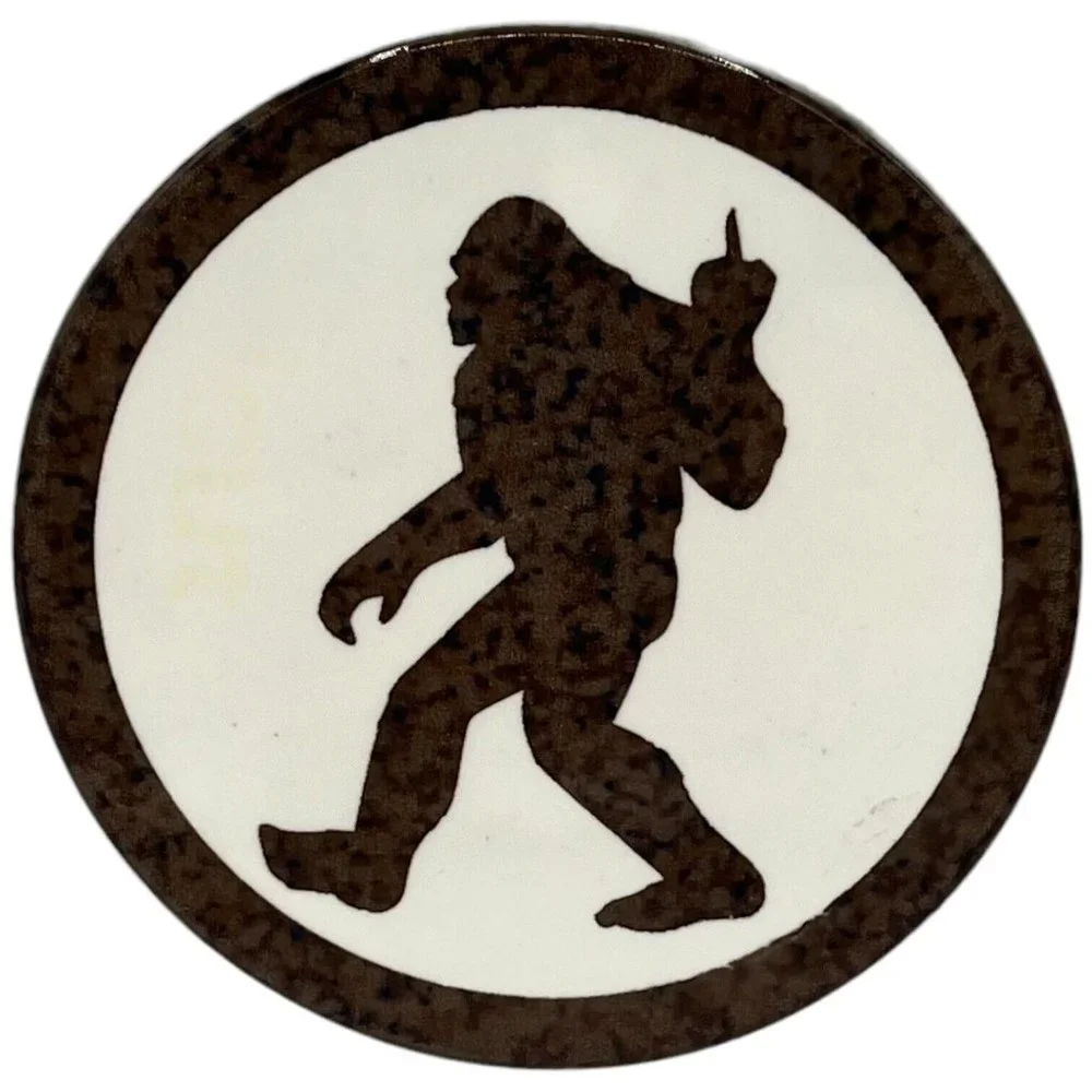 Sasquatch Big Foot Silhouette Marble Pattern Coasters Round Stone Coaster Set